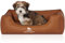 Knuffelwuff Orthopädisches Hundebett Chesapeake aus Laser gestepptem marmoriertem Kunstleder M-L 85 x 63cm Rusty - Abnehmbarer Bezug - leicht zu reinigen - für große, mittelgroße und kleine Hunde