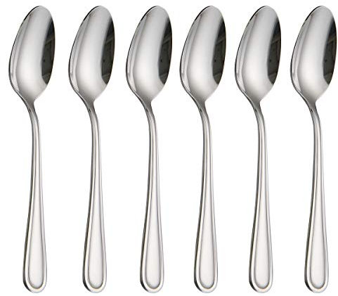 HISSF Soup Spoons Dinner Spoons Stainless Steel 18/0 of Dessert Spoons 6 Pcs for Home, Kitchen Restaurant, Dishwasher Safe, 7.08 Inches, Silver