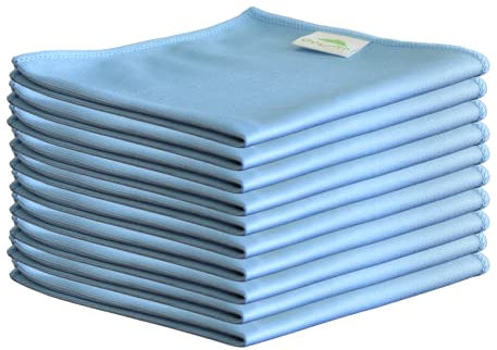 Orvarto 10 x Microfibre Glass Cloths 36x36cm, Lint Free and Ultra Fine Cleaning Cloths for Windows and Glass.