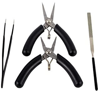 Metal Model Tools, Metal DIY Model Bending Tool Set, 3D Metal Puzzle Assembly Tools Include 4 Piece Tool Kit, Great Assistant for 3D Metal Jigsaw Puzzles Assembly by Metal-Time