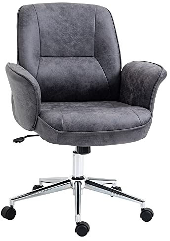 Vinsetto Swivel Computer Office Chair Mid Back Desk Chair for Home Study Bedroom, Charcoal Grey