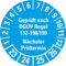 Aufkleber I Prüfplakette Geprüft nach DGUV 112-198/199 23-26, hellblau, Ø 30mm, 18/Bogen, DGUV