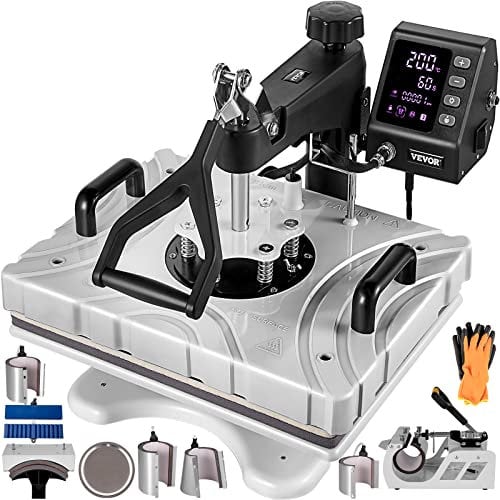 VEVOR Pressa a Caldo Macchina Transfer Digitale, 12X15, 10 in 1 Pressa per Stampa Magliette Trasferimento Multifunzione Bianca per Stampare Diversi Modelli, Lettere e Immagini sulle Penne, Tazze