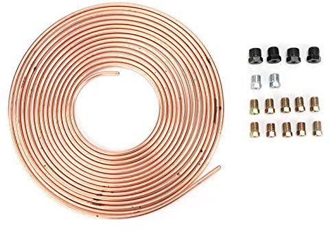Bremsleitung, robuste Bremsleitung aus vernickeltem Kupfer, 3/16 Zoll OD für hydraulisches Bremskraftstoffsystem (Gold)