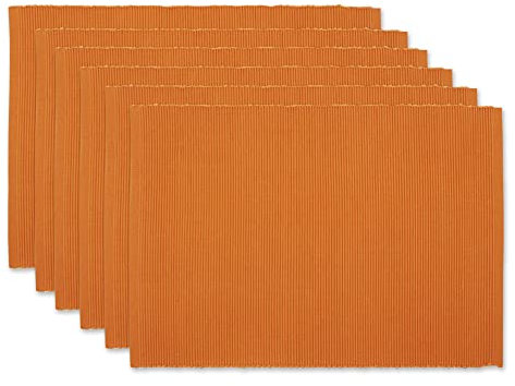 DII Platzdeckchen-Set, 100% Baumwolle, gerippt, Kürbisgewürz, 33 x 48 cm, 6-teilig