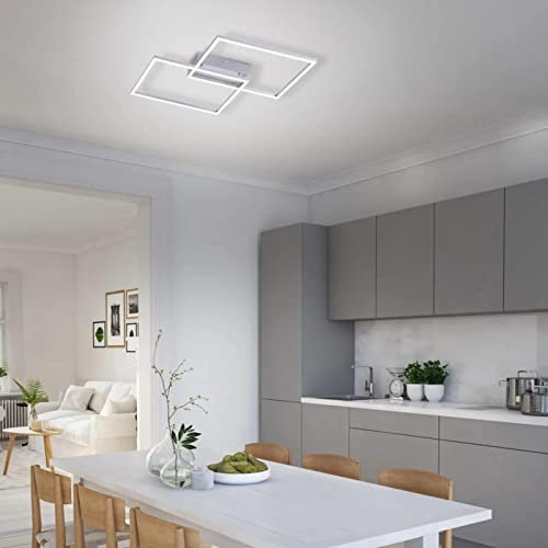 famlights Deckenlampe & Deckenbeleuchtung LED in Silber 2x20W 4800lm Modern ALICE Aluminium Wohnzimmer Schlafzimmer | 2-flammig