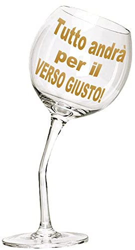 Bombo Geburtstagsweinglas schief, Glas, 440 ml, Rotweinglas, 1 Stück, Havana, Klassiker, Wegwerfbar, Zuhause, 325 Gramm