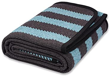 ACUSHLA Merino Wolldecke Wohndecke Warm & Kuschelig Waschbar, Großer Überwurf Ideal für draußen, Camping, Couch, Bett, Reisen – superweiche Wolldecke (Grüner Streifen)