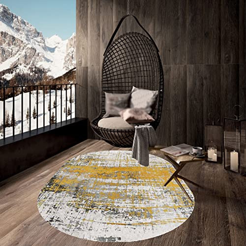 Rururug Teppich Oval 200 x 300 cm Home Office Esszimmer Wohnzimmer Schlafzimmer Küche Konferenzraum Kurzflor Teppiche, grau, Gold abstrakt, Oval 200 x 300 cm