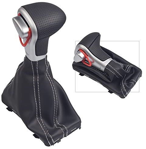 Automatischer Schaltknauf mit Gamasche Kofferraumabdeckung für A-UDI A4 B8 A5 Q5 (schwarzes Loch + weiße Linie)