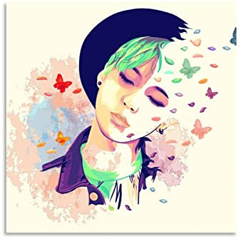 Bulletproof Boy Scouts Asien KKop Kunstposter SUGA Schmetterling Traum Poster coole Kunstwerke Malerei Wandkunst Leinwanddrucke Hängende Bilder Poster 30 x 30 cm