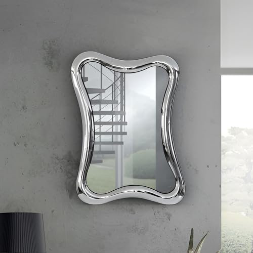 Mar.c.a. Design - Espejo de Pared con Marco de 75 x 110 cm de Estilo Moderno Color Plata Brillante, Espejo Decorativo para Colgar en la Pared para Dormitorio - Made in Italy