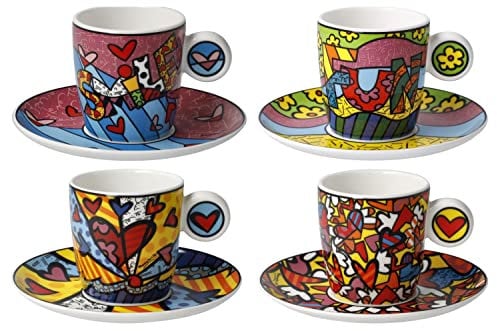 CREAFLOR HOME 4er Set Espressotassen Romero Britto Pop Art Goebel Porzellan