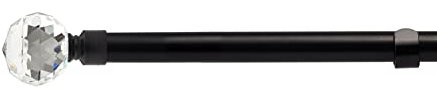 Emma Barclay Extendable Curtain Pole With Finials Brackets & Fittings Sets 16-19mm in Matt Black Metal Curtain Poles For Eyelet Curtains Rod - Crystal Collection 1.6m - 3m Matt Black