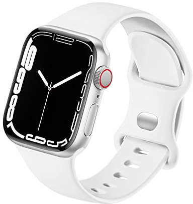 HdanMole Sport Strap Compatible with Apple Watch Straps 40mm 38mm 41mm 42mm 44mm 45mm 46mm, Silicone Strap Replacement for iWatch Straps Series 10 9 8 7 6 5 4 3 2 1 SE Women Men, White