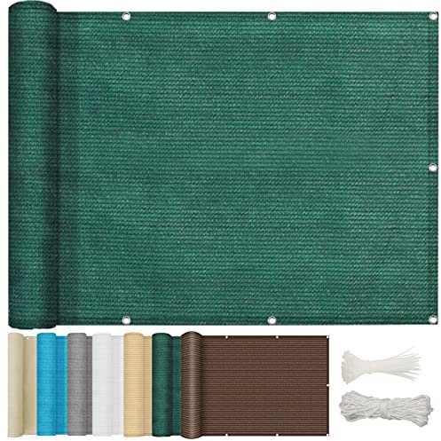 NINGBAI Brise Vue Occultant 100 x 500 cm Filet De Clôture, Brise Vue Balcon, Écran Vent Pare Soleil Protection solair, avec Œillets et Attaches de Câble pour Jardin et Lieu de fête, Vert Foncé