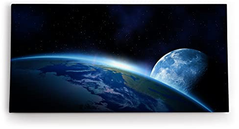 Paul Sinus Wandbild 120x60cm Erde Mond Universum Sterne All Planet Weltall