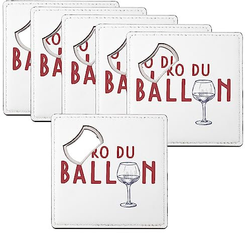 sous Verre Décapsuleur - Pro du Ballon Humour Vin Foot - Lot de 6 (92 x 92 mm)