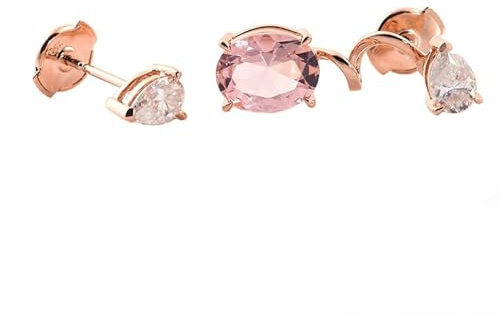 Epinki Rotgold 750 18K Ohrhänger Echt Goldschmuck, Klassiker Ohrstecker Damen mit Oval Moissanit Rosa, Rosegold Au750 Ohrstecker Jungs