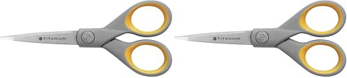 Westcott 5-inch Titanium Scissors, Yellow (Pack of 2)
