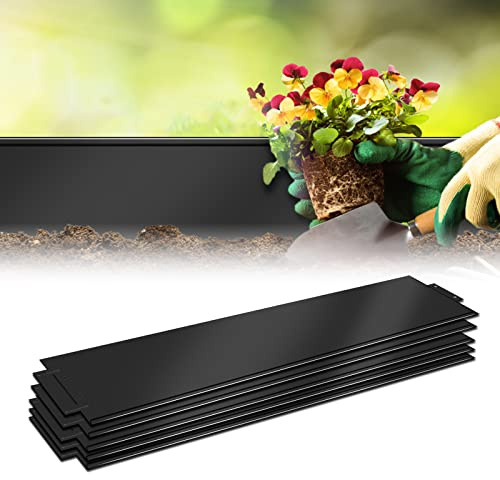 HENGMEI Rasenkante Flexibel 10m Metall Beetumrandung Mähkante Palisade Beeteinfassung, LxH: 100 x 18 cm, Verzinkt Beetabgrenzung Gartendekorativ, 10 Stück, Schwarz
