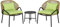 Outsunny 3-teilige Rattan Gartenmöbel-Set, Gartengarnitur mit 2 Gartenstühlen, Beistelltisch, Sitzgruppe mit Sitz- & Rückenkissen, für Balkon, Terrasse, Stahl, Grün