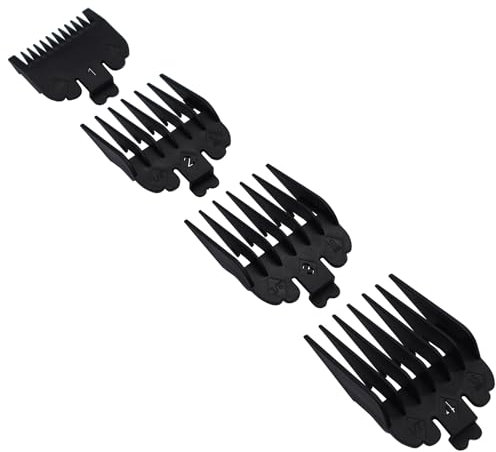 Set di pettini professionali per tagliacapelli, in nylon nero, compatibili con tagliacapelli Wahl Standard Full Size Magic Clip Super Taper 8148/8504/1919/8591 (4)