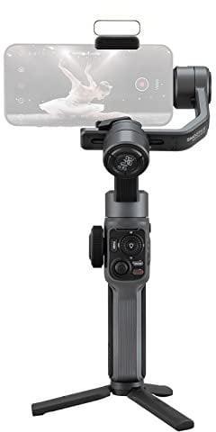 Jemora Smooth 5 Handheld 3-Axis Smartphone Gimbal Stabilizer Dolly Zoom Smart Tracking Timelapse Gesture Control AI Editing with Video Light Tripod Filters for Most Smartphones Live Stream Video