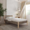 Hansales Holzbett 90x200 cm Kaja Scandi Style ohne Rollrost - mit Stoffbezug - Farbe Braun - aus behandeltem FSC® Birkenmassivholz - Farbe braun - 350 kg - Einzelbettgestell mit Kopfteil