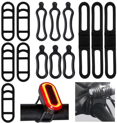Qaziuy 14 Stück Fahrrad Stretch Gummiringe,Mehrere Größen Fahrradlicht Silikonband Fahrrad Gummiband Taschenlampe Gummiband Halterung für Taschenlampe LED Fahrradlicht
