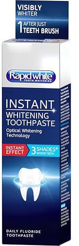 Rapid White Instant Whitening Toothpaste 75ml | 3 Shades Whiter in 1 Use | Removes Stains | Prevents Tartar & Plaque Build Up | Includes Fluoride | Enamel Safe | Mint Flavour | Clinically Proven