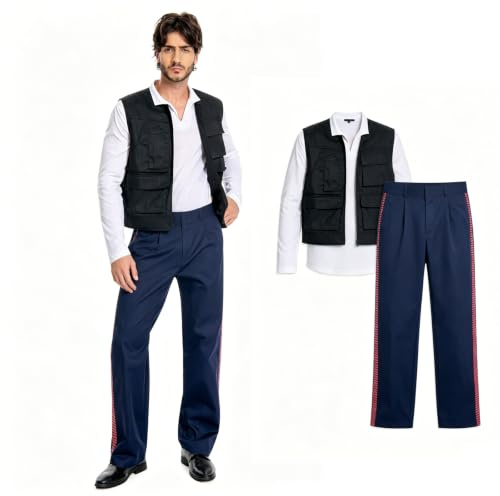 Herren Ritter Kostüm Set Erwachsene Oberteil Weste Hose Gürtel Halloween | Vollständiges Ritter Rollenspiel Set bestehend aus Oberteil, Weste, Hose, Gürtel und Holster Zubehör für Themenpartys