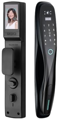 PPGZCZSE Cerraduras Inteligentes Sicurezza Biometrica Impronta Digitale Serratura Digitale Smart Porta Anteriore con Fotocamera E Audio(2600mAh)