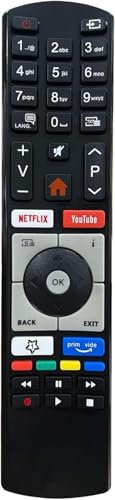 FOXRMT Sostituito Telecomando RC4318/RC4318P per Telefunken Finlux Vestel Edenwood 4K Ultra HD con tasti YouTube Netflx - fuori dalla scatola