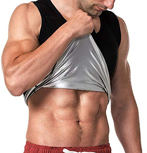 LOFFU Men's Heat Trapping Pullover Sweat Enhancing Vest - Sauna Suit Shirt Compression Vest Shapewear Top for Gym Exercise (L/XL)