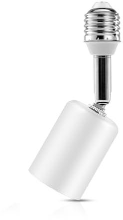 Xuzimaoyi Ceramic Light Bulb Socket Extender, Heat-Resistant E26/E27 Light Socket Adapter with 4.5 Inch Extension for Camera, Lamp, Vertical 180° & Horizontal 360° Adjustable, Max150W White (1)