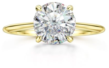 Michooyel 18K Gold Plated Round Cut Solitare 925 Sterling Silver | 2ct Engagement Ring Women, Wedding Ring, Promise Ring Cubic Zirconia