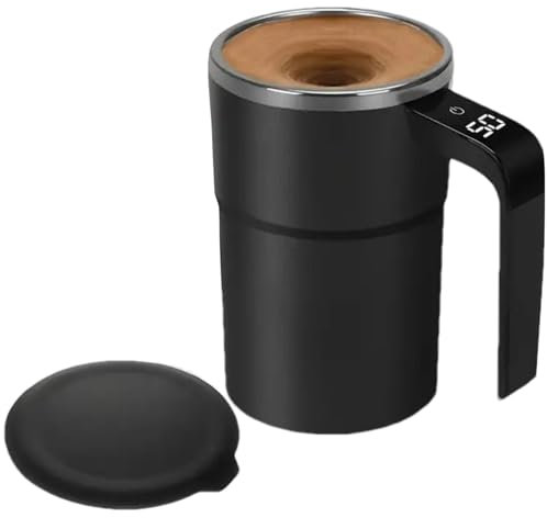 Electric Mixing Cup - Heated Coffee Mug, Rechargeable Stirring Mug | Coffee Cup Mixer with Rechargeable Battery, LCD Display, and Electric Mixer for Coffee and Milk, Coffee Mug Improved Design