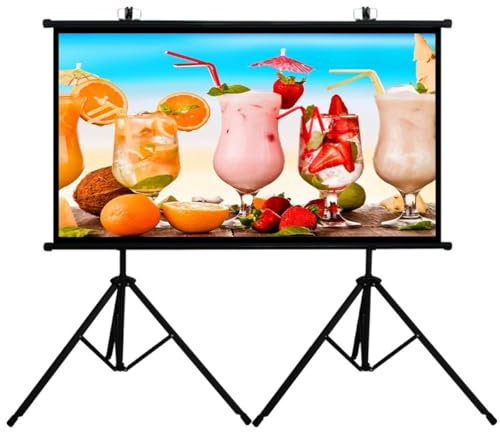 60 Schermo Proiettore 4K HD 16:9 72 Telo per Proiettore con Supporto Portatile, Telo per Videoproiettore Grandangolo di 170 Gradi, Perfetta per Teatro Domestico Cinematografico(60inch(4:3))