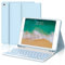 Coque Clavier pour iPad 6/5 EME Generation/Pro 9.7/Air 2/Air 1 9.7, Étui Keyboard 7 Couleurs Rétroéclairées AZERTY Layout sans Fil Bluetooth Amovible avec Porte Crayon pour iPad 9.7 2018, Bleu Ciel