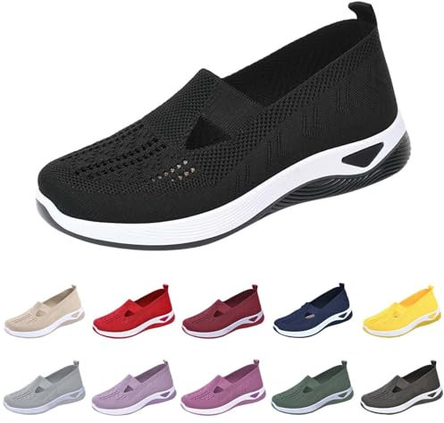 Orthopädische Schuhe Damen, Slip-On Gesundheitsschuhe Bequem Atmungsaktives Schuhe Sommer Sandalen Sneaker Krankenschwester Turnschuhe Memory Schaum Sportschuhe Leicht Sommerschuhe BK38