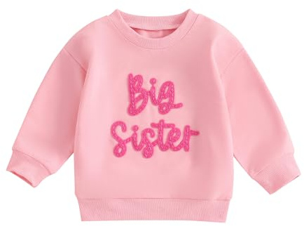 BeliBacca Big Sister Pull à manches longues pour enfant fille Printemps Automne Vêtements