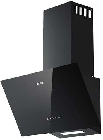 CIARRA AWB6750C A++ Kopffreie Schräghaube Dunstabzugshaube 60 cm Umluft Touch-Bedienung 350 m³/h CBCF002X2 Kohlefilter Schwarz