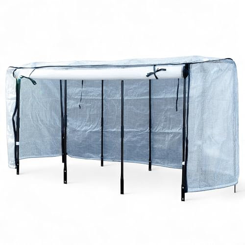 Gewächshausaufsatz Hochbeet Garten Balkon 195 x 60 x 90cm | pulverbeschichtetes Metall - Textilverstärkte Folie - Lichtbrechung schützt vor Verbrennungen