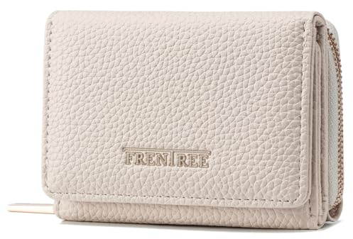 Frentree Geldbörse Damen Portemonnaie mit Reißverschluss, 8 Kartenfächer, Scheinfach, kompakte Brieftasche mit Dokumentenfach, elegant & alltagstauglich