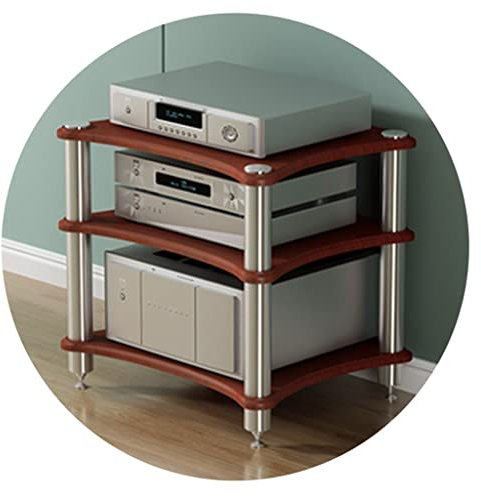 HiFi AV Rack TV-Ständer – 3-stöckiges Holzregal für Verstärker und Lautsprecherausrüstung – Braun, 60 x 48 x 62 cm – perfekt für Heimkino und Audiosysteme