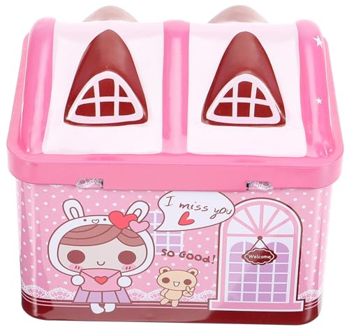 Beaupretty Cartoon Coin Bank Unicorn Money Pot with Lock Adorable Pink Blue House Shaped Savings Pot for Compact Coin Storage Jar Practical Christmas Parties