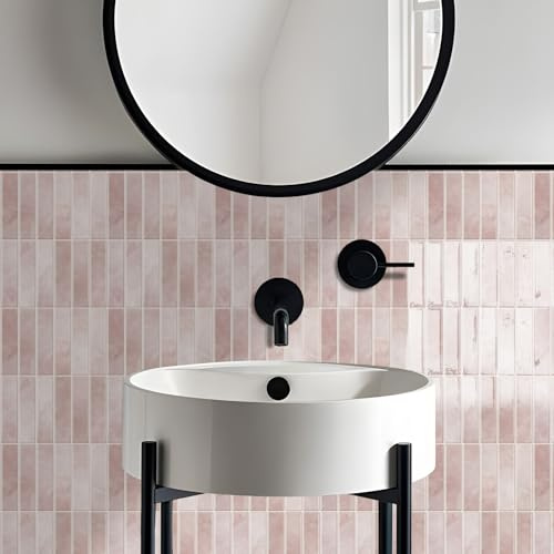 Alwayspon Piastrelle autoadesive da parete in vinile effetto marmo rosa 3D, 20 x 25 cm, 10 pezzi, decorazione per cucina e bagno
