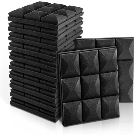 Jooehyer 12 PCS Acoustic Foam Panels Soundproof Foam Wall Panels Soundproofing Wall KTV Room Black