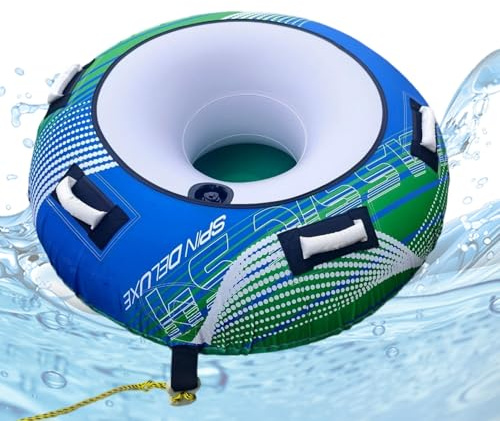Generisch Towable Tubes for Boating – PVC Inflatable Raft, Water | Towable Water Float Adults with Soft Pads and 4 Neoprene Handles, Ideal for Waterr Skiing